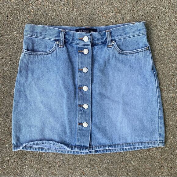 Vintage 90s London Jean button front denim skirt - Picture 1 of 4